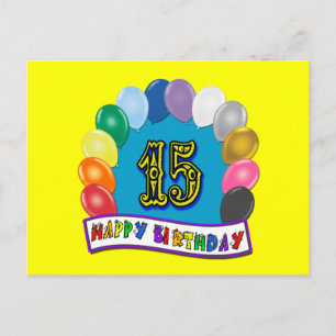 15. Geburtstagsgeschenke mit zusammengesetzten Bal Postkarte
