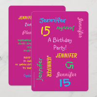 15. Geburtstagspartei Hot Pink Personalisierter Na