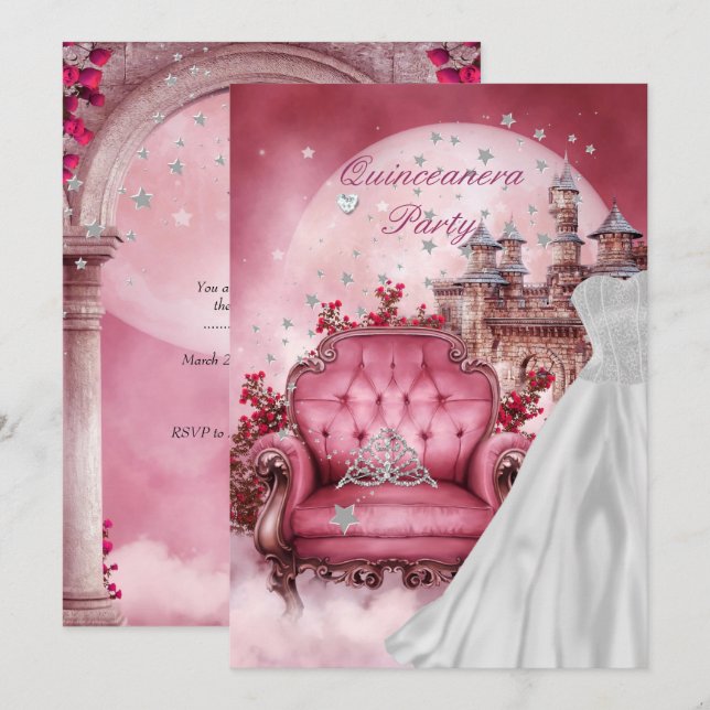 15. Geburtstagsparty in Quinceanera Einladung (Vorne/Hinten)