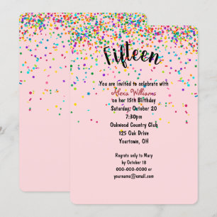 15. Geburtstagsparty Konfetti Einladung