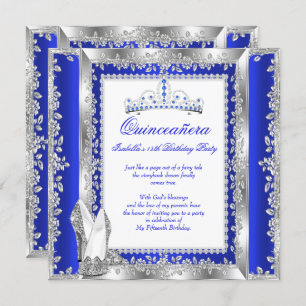 15. Geburtstagsparty Royal Blue Silver Einladung