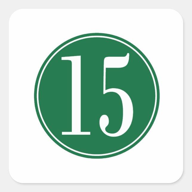 15 Grüner Kreis Quadratischer Aufkleber (Vorderseite)