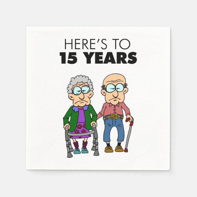 15. Hochzeitstag alt Serviette (Vorderseite)