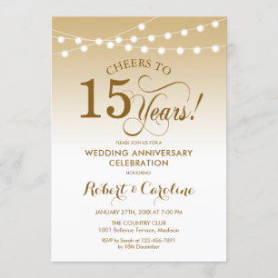 15. Hochzeitstag - Gold Weiß Einladung