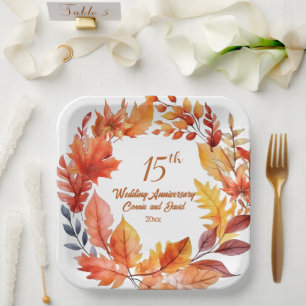 15. Hochzeitstag Herbst Pappteller