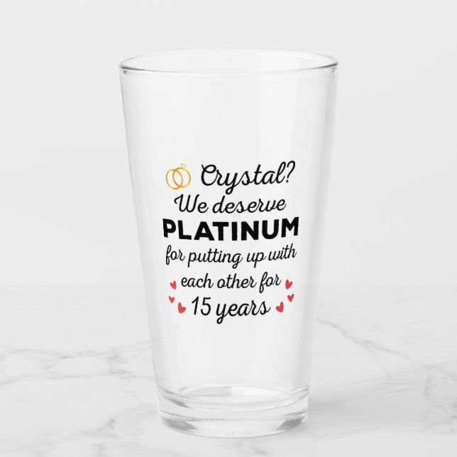 15. Hochzeitstag I - Crystal Funny Couple Glas (Vorderseite)