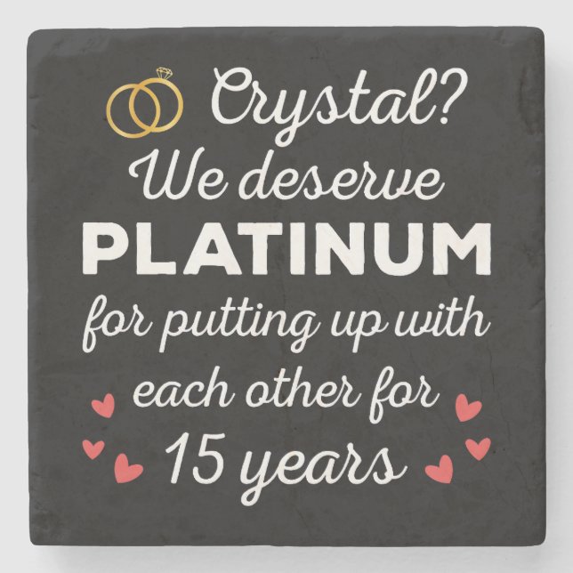 15. Hochzeitstag I - Crystal Funny Couple Steinuntersetzer (Vorderseite)