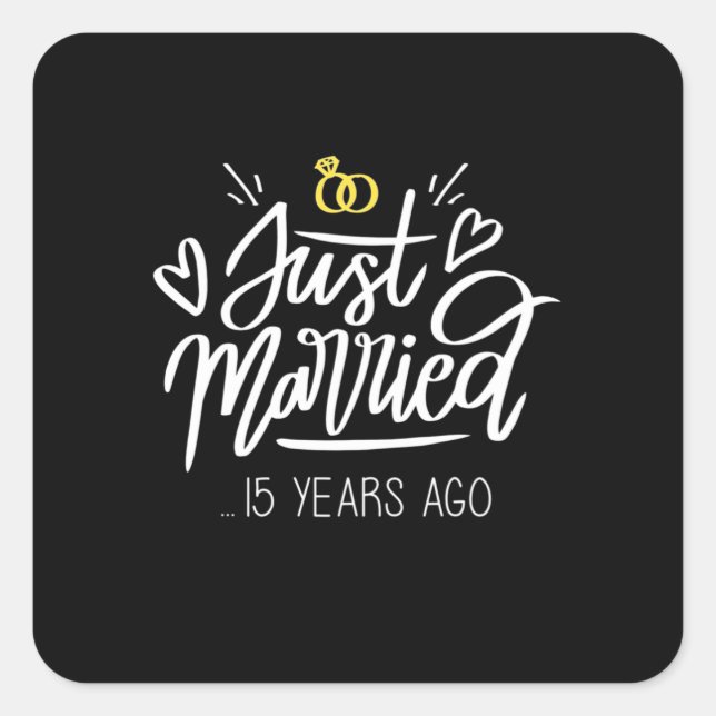  | 15. Hochzeitstag Quadratischer Aufkleber (Vorderseite)