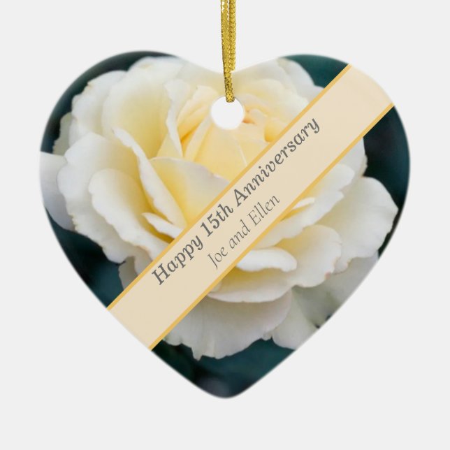 15. Hochzeitstag, Rose Keramik Ornament (Vorne)