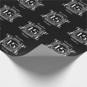 15. Hochzeitstag Schwarzweiß Geschenkpapier
