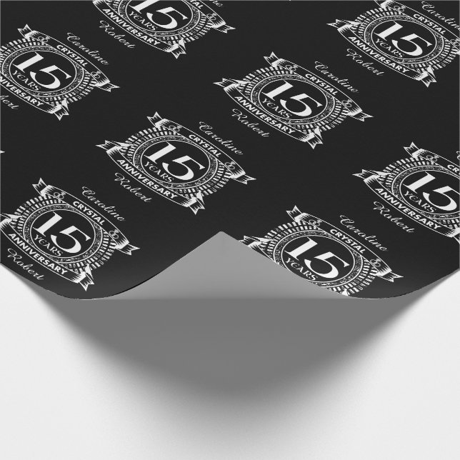 15. Hochzeitstag Schwarzweiß Geschenkpapier (Ecke)