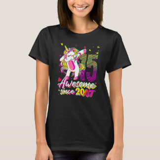 15 Jahre alte Einhorn-Dabbing 15. Geburtstag Einho T-Shirt