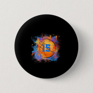 15 Jahre alte Kinder 15. Geburtstag Basketball Kin Button