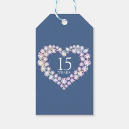 15 Jahre Kristalljubiläum Herz blau Geschenkanhänger