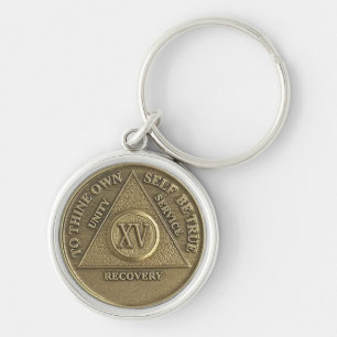 15 Jahre Nüchternheits-Jubiläumsmedaillon-Geschenk Schlüsselanhänger