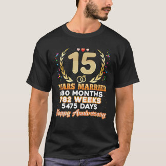 15 Jahre Verheiratet Happy 15. Wedding Anniversary T-Shirt