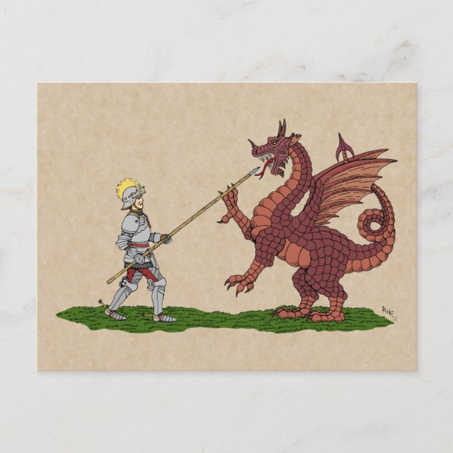15. Jahrhundert Saint George und der Drache Postkarte (Vorderseite)