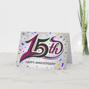 15-jähriger Text mit Party Confetti Karte
