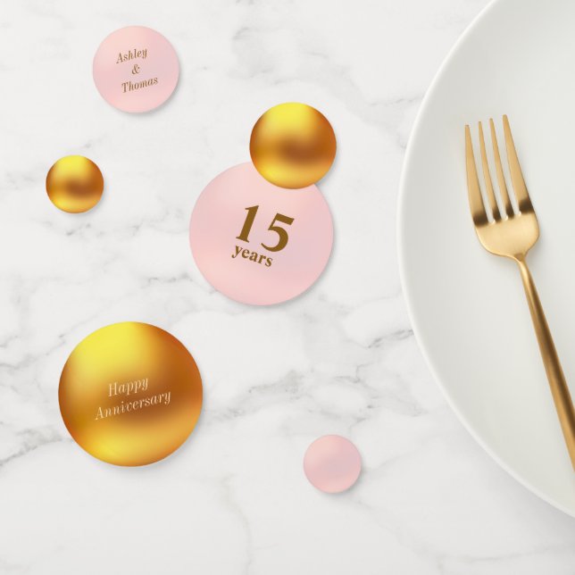 15-jähriges Gold & Pink Tischkonfetti Konfetti (Gruppe)