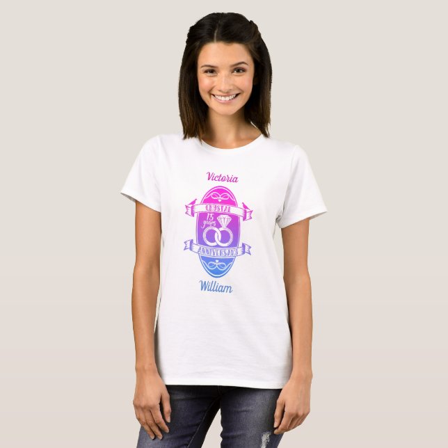 15. Jubiläum der traditionellen Kristallhochzeit T-Shirt (Vorne ganz)