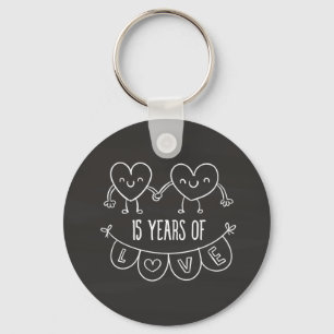 15. Jubiläum Geschenk Chalk Herz Schlüsselanhänger