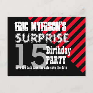 15. JUGENDLICH Überraschungs-Geburtstag Save the Ankündigungspostkarte