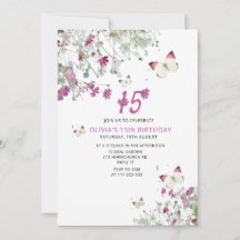 15. Lila Lilac Butterflies Geburtstag Einladung