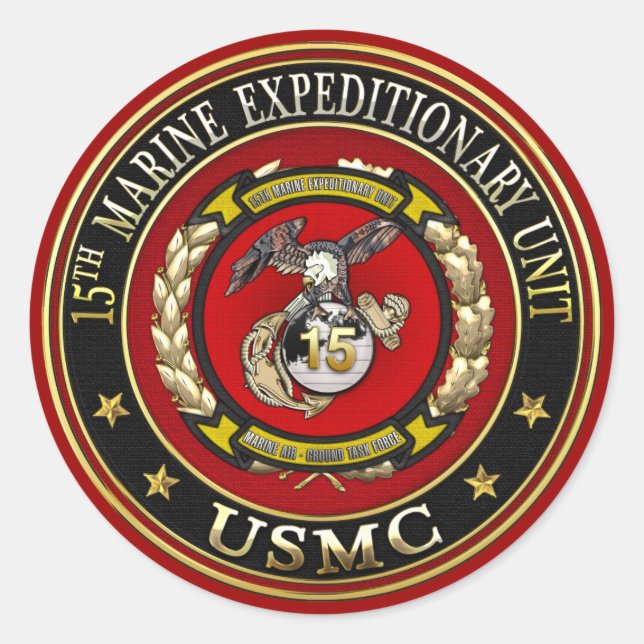 15. Marineexpeditionseinheit (15. MEU) [3D] Runder Aufkleber (Vorderseite)