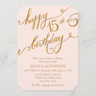 15. Mis Quince Anos, Quinceanera Birthday Ticket Einladung