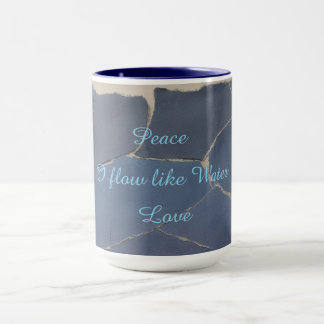 15 oz Combo Mug Peace, Love - Blue Zen Papercut Tasse
