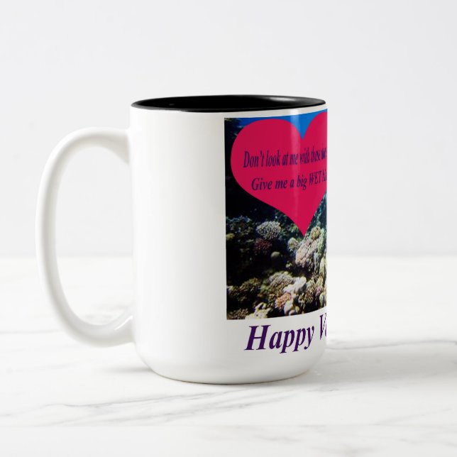 15 oz de tasse à deux tons. Heureuse Sainte-Valent (Gauche)