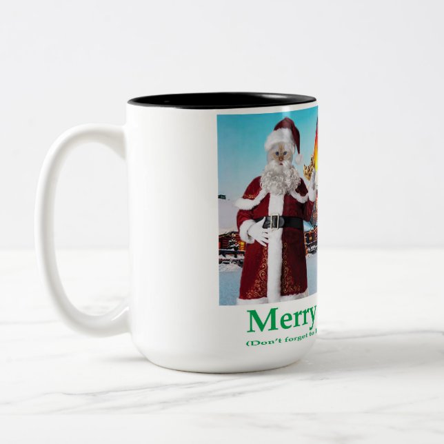 15 oz de tasse à deux tons. Joyeux Noël. Chats/ Mr (Gauche)