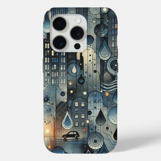 15 Pro coque iphone avec une atmosphère de ville pluvieus