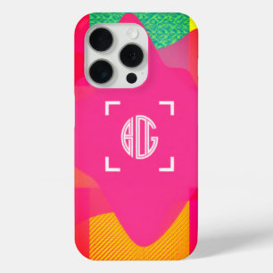15 Pro Coque iphone de monogramme personnalisé Neon Gradi
