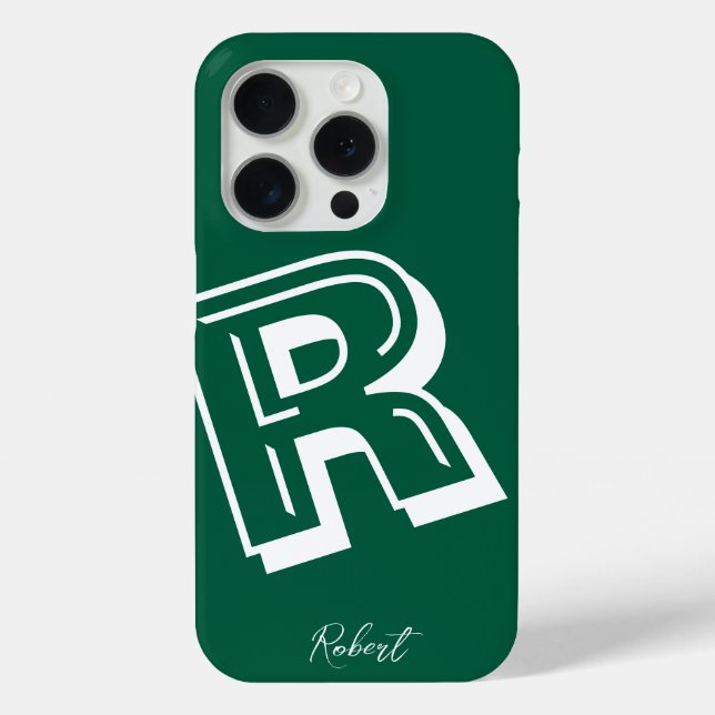 15 Pro Coque minimal initial vert moderne - coque iphone  (Verso)