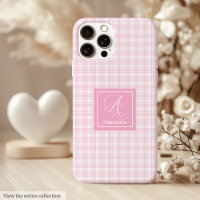 Coque iPhone à carreaux rose chic – Création perso