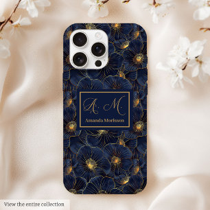 15 Pro Max Coque iPhone Navy Gold Cadeau d'anniversaire pour 