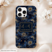 Coque iPhone Navy Gold Lux Monogram Accent Floral