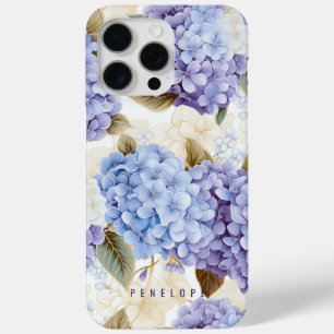 15 Pro Max Coque iphone personnalisé Purple Blue hydrangea