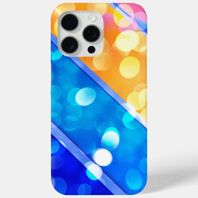15 Pro Max Élégant coque iphone Blue Gold Sparkle Bokeh (Verso)