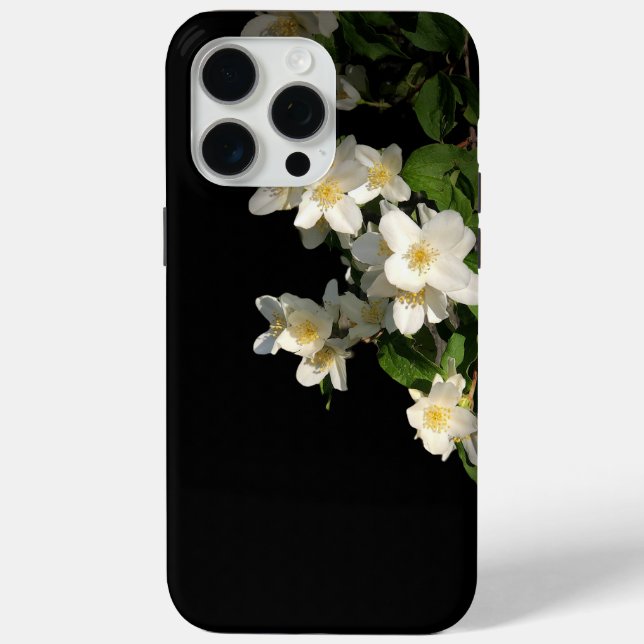 15 Pro Max Floral noir coque iphone dur (Verso)