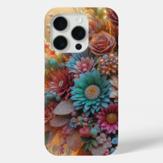 15 Pro Parties scintillant fleurs coque iphone
