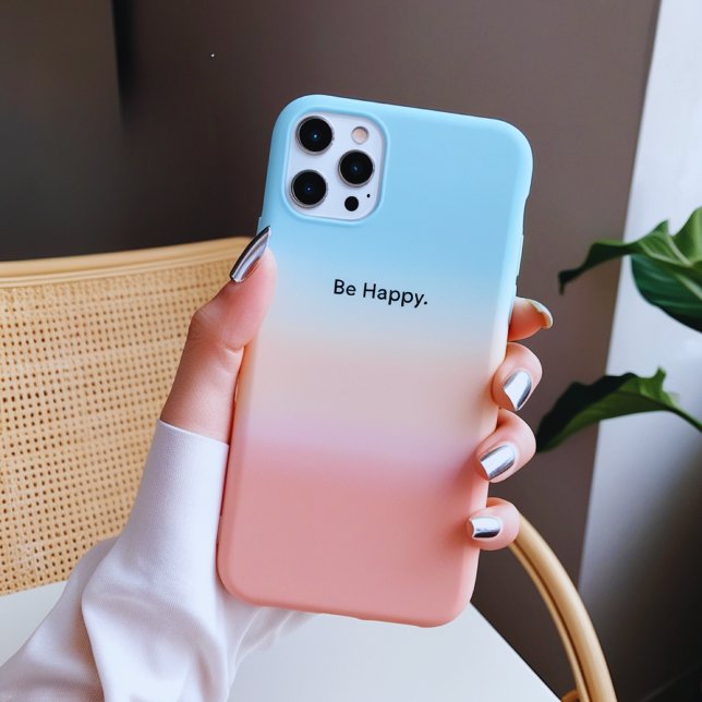 15 Pro Soyez heureux Pastel Gradient coque iphone (Créateur téléchargé)