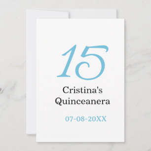 15. Quinceanera-Geburtstag blau schwarz fett Buchs Einladung