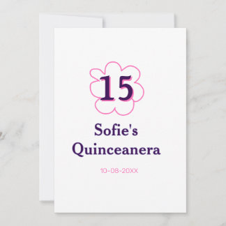 15. Quinceanera Happy Geburtstag rosa lila Datum Einladung