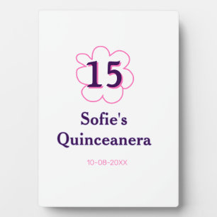 15. Quinceanera Happy Geburtstag rosa lila Datum Fotoplatte