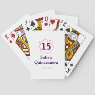 15. Quinceanera Happy Geburtstag rosa lila Datum Spielkarten