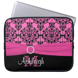 15" Rosa Schwarz-weiße IMITAT Band-Laptop-Hülse Laptopschutzhülle