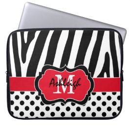 15" roter schwarzer Zebra Stripes Laptopschutzhülle