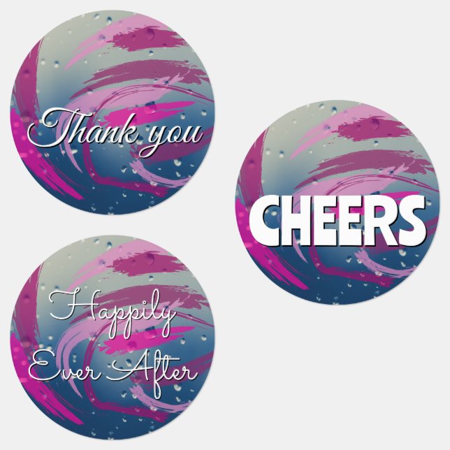 15-set Fuchsia & Soft Pink Brushstrokes Etiketten (Gruppe)